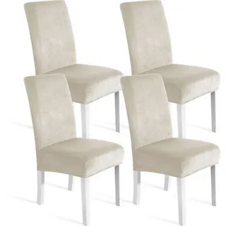luxuskollektion Stuhlhusse Samt Beige 4er Set