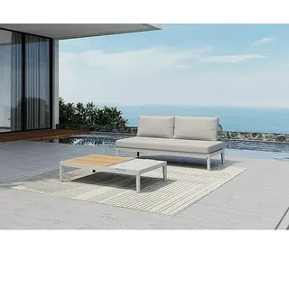 Sunfun Loungemöbel-Set Solo Rope Tabletttisch  (2 -tlg., Aluminium/Polyrattan/Olefin, Light-Greige)