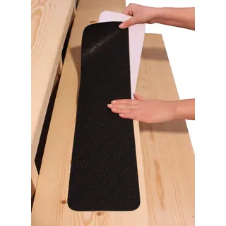 Rutschschutz Antirutsch-Band für Aussentreppe 15x76 cm (10er-Set) – Anti-Rutsch-Streifen für Treppen-Stufen Aussen, Selbstklebend, Schwarz