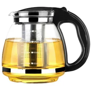LuxusKollektion Teekanne Teekanne Glas Edelstahl 2000ml schwarz