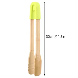 Grillzange Mit Rutschfesten Silikongriffen – 1 Stück – Hochwertiges Holz – Grüne Ausführung – 30 Cm