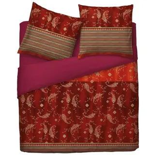 Bassetti Bettwäsche Bassetti Mako Satin Bettwäsche Gradara Rot 140x200 + 70x90 cm, Mako Satin, Wendeoptik rot