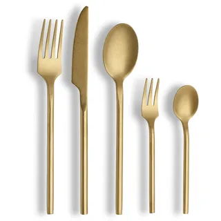 ECHTWERK EW-BS-2025C Tafelbesteck Bari, Stonewashed champagne, 20-teilig (inkl. Kuchengabel), Essbesteck für bis zu 4 Personen, Hochwertiger Chromnickelstahl, Edelstahl