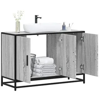 vidaXL Waschbeckenunterschrank Grau Sonoma 90x33x60 cm Holzwerkstoff