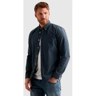 Langarmhemd PME LEGEND, Herren, Gr. 3XL, N-Gr, blau (schwarz denim), Web, Obermaterial: 97% Baumwolle, 3% Elasthan, regular fit hüftbedeckend, Manschette, Hemden, Button-down-Kragen