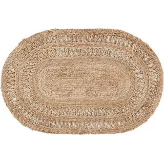Fußmatte Kamala, benuta, oval, Höhe: 6 mm, Kunstfaser, Berber, Ethno-Style, Wohnzimmer beige