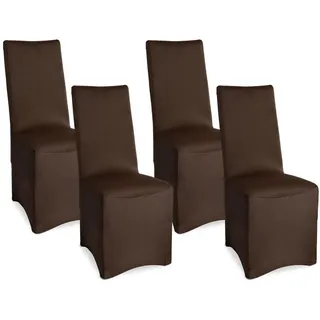 Beautissu Stuhlhusse Leona Braun 45 x 90 cm 4er Set
