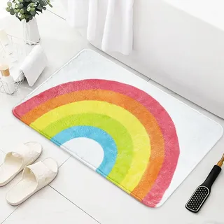 AIBIIN Regenbogen-Badematte, 50 x 80 cm, Mikrofaser, rutschfest, maschinenwaschbar, rutschfest, Heimdekoration