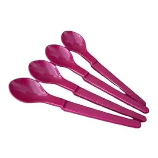 NewTupperware Hängelöffel, 14 cm lang, abgewinkelter Griff, 4 Stück, Himbeere