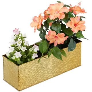 Relaxdays Blumenkasten 40 x 13,5 x 12,5 cm Gold