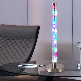 Tischleuchte Licht bunt Nachttischleuchte silber Schlafzimmerleuchte RGB Tischlampe, Metall, RGBW LED 1,2W, H 42 cm