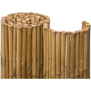 NOOR Bambusmatte Deluxe 0,90 x 2,50m I Natürliche Bambus-Sichtschutzmatte mit durchbohrtem Draht für maximale Stabilität I Terrassen- und Balkonwindschutz