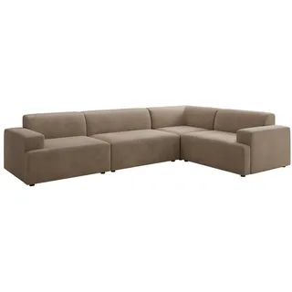 Luxusbetten24 Sofa Designer Sofa Monza Wohnlandschaft L, in Samt beige