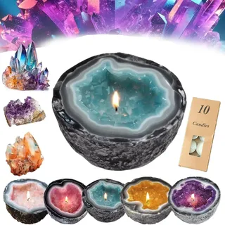JIABAOZ Kristall Kerze, Kristalle Gegen Negative Energie Zum Hinstellen, Kristalle Für Positive Energie Duftkerze, Heilkerze Für Meditation Und Positive Energie, Duftkerze Weihnachten (S,Blue)