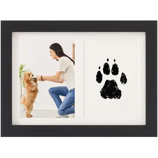 Bilderrahmen Pfotenabdruck Set Hund - Katze Hundepfote,fußabdruck Baby Abdruckset für Neugeborene,handabdruck set,Pfotenabdruck Set Katze Gedenkrahmen Andenken Geschenk für Haustierbesitzer (Schwarz)