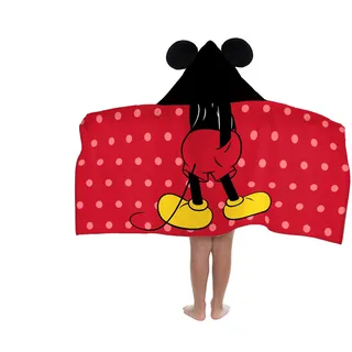 Jay Franco Disney Mickey Mouse – Kapuzen-Cape-Badetuch 56 × 130 cm Für Kinder, Superweich Für Bad, Strand, Pool Und Reise, Offiziell Lizenziertes Produkt, Rot