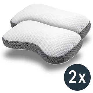 2 x Sleezzz Premium Viskoelastik Kontur Kissen Schmetterling 36 x 60 cm mit hautsympathischem Doppeltuch-Bezug