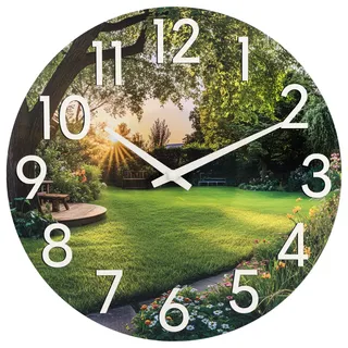 JoFomp Indoor Outdoor Wanduhr Wasserdicht, 14 Zoll Gartenuhr mit Glas, Große Außenuhren für Terrasse, Lautlose Außenwanduhren Batteriebetrieben, Wetterfeste Außenuhr für Poolbereich Hof