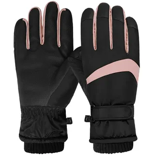 Feelorna Damen Winter Ski Handschuhe, Winddicht Thermische Touchscreen Handschuhe wasserdichte Surface&Fleece gefütterte Winter Warme Handschuhe für Skifahren Radfahren Outdoor Sport