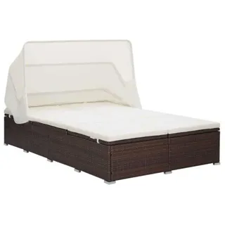 vidaXL Doppel-Sonnenliege 194 x 120,5 x 110 cm braun inkl. Sonnendach