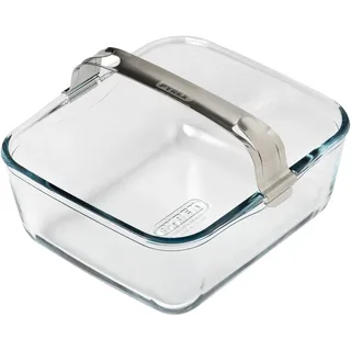 PYREX Auflaufform für Airfryer, Borosilikatglas, 2 L, mit Edelstahl-Griff