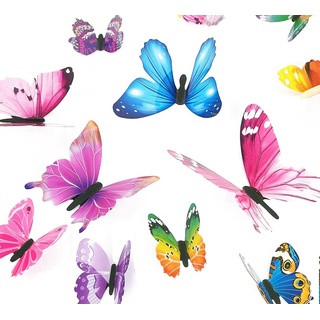 Tianorcan 48 Stück 3D Schmetterlinge Deko Schmetterling Aufkleber Schmetterlinge Dekoration Wandtattoo Abnehmbare Wandaufkleber Heimdeko Kinderzimmer Schlafzimmer Deko (Mehrfarbig)