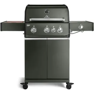 BURNHARD® Gasgrill 3-Brenner, 2x Edelstahl-Stabbrenner, 3,75 kW, Infrarot-Keramikbrenner, Heckbrenner, Seitenkochfeld, Edelstahlrost, Piezo-Zündung – FRED Deluxe