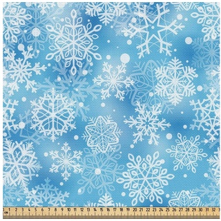 Abakuhaus Stoff Qualitäts Stoff Polster für Wohnaccessoires, Schneeflocke Muster des Winters blau|weiß 145 cm x 1000 cm