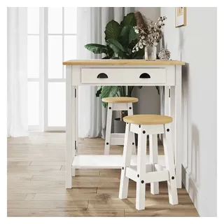 vidaXL 3-tlg. Bar-Set Weiß Massivholz Kiefer