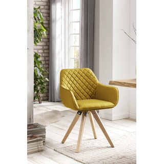 Esszimmerstuhl SALESFEVER Stühle Gr. B/H/T: 59 cm x 88 cm x 61 cm, 2 St., Stoff, Metall, gelb (gelb, holzfarben) Küchenstühle