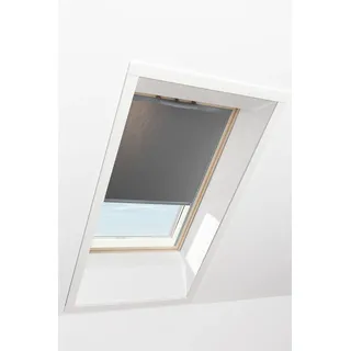 Original Roto Rollo Exclusiv ZRE für Roto Dachfenster - Führungsschiene Silber - Manuelle Bedienung - Tageslichtrollo für Baureihe Q - Größe 114/098 | 11/09 - Stofffarbe Dunkelgrau