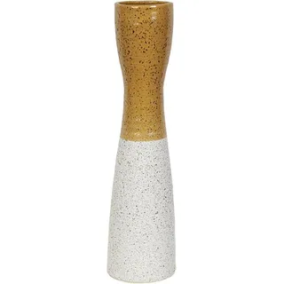 Senfgelbe/weiße Keramikvase, 12 X 12 X 59 Cm
