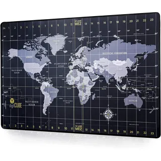 digitCUBE Schreibtischunterlage Weltkarte - Schreibunterlage 90x40 cm (Schwarz)