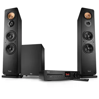 Teufel Ultima 40 Kombo 3 Power Edition HiFi 2.1 Stereo System mit Subwoofer | Mächtiger Subwoofer und CD Receiver, WLAN, LAN, DAB+-FM Radio, USB-C, HDMI ARC CEC - Schwarz