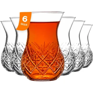 NORDIC SCHILLER Türkische Teegläser Set 155 ml 6-teilig (6 Personen Set), 6 Türkische Teegläser, Teebecher, Cay Bardagi Seti (6 Personen Set) (6 Teeglaser)
