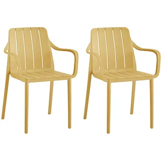 VORTIVO Gartenstühle 2er Set stapelbar - Hochwertige Outdoor-Stühle in Gelb, wetterfest, UV-beständig, bis 200 kg – für Balkon, Terrasse & Esszimmer
