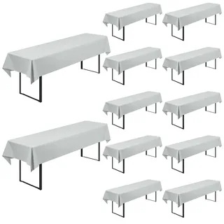 12 Stück Biertisch Tischdecke Universal für 50cm u.70cm Biertische Hussen für Biertisch Biertischhussen Blickdichte Biertisch-Husse Bierzeltgarnitur Waschbar Biertischdecke 100x250cm(Hellgrau)
