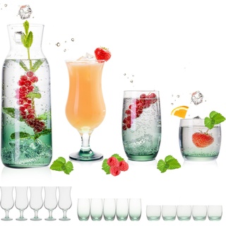 PLATINUX Gläser-Set »Set Trinkgläser & Karaffe«, Glas, mit Grünem Ombré Effekt 19 Teilig Wasserkaraffe Cocktailgläser Trinkgläser grün
