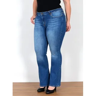 ESRA Bootcut-Jeans Bootcut Jeans Damen High Waist Schlaghose Damen Jeans Flared Hose High Waist Jeans Damen Bootcut Schlaghose Jeans weites Bein Plus Size blau 34