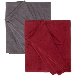 ADAMO Strandtuch 2er Set XXL 100% Baumwolle - 100x220cm + 100x220cm Grau: 710 + Weinrot: 590 - XXL Saunahandtuch - Badetuch in Übergröße - Duschhandtuch, Badehandtuch & Saunatuch