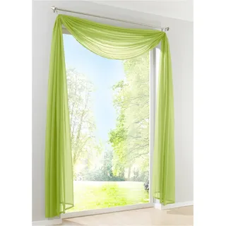 Yaland Voile Transparenter Freihandbogen einfarbig Uni Querbehang Wohnzimmer Gardinenschals (HxB 400x140, grün) 1 Stück