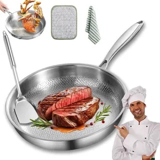 Generisch Tovara Titaniumpro Pfanne, 26/28/30 CM Titan Pfanne Unbeschichtet, Titanium Hammered Pan Pro Mit Deckel, Scratch-Resistant, Antihaft, Für Alle Herdplatten (30CM, Ohne Deckel)
