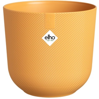 elho Jazz Round 19 cm blumentopf - Pflanzentopf für den Innenbereich - 100% recycelter Kunststoff - Einzigartige Struktur - Gelb/Amber Gelb