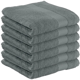 Erwin Müller Handtuch Handtuch "Sindelfingen" 6er-Pack, Frottier (6-St), Walk-Frottier kochfest Uni grau