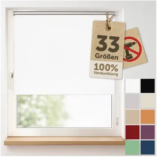Verdunklungsrollo Verdunkelungsrollo ohne Bohren, Blumtal, Klemm-Montage oder optional Wandmontage mit Schrauben und Dübeln, 4-lagiges Rollo UV-beständig weiß 95 cm x 210 cm