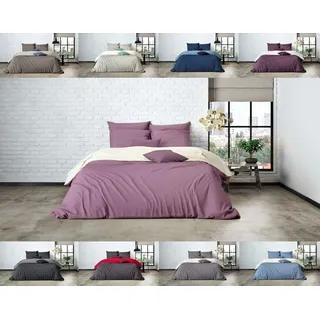 MISTRAL HOME Uni Einfarbig Wende Bettwäsche Edel Perkal 100% Ägyptische Baumwolle, Maße:155 cm x 220 cm, Farbe:Pristine-Light Violet