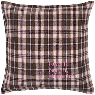 PAD Kissenbezug Tartan 45 x 45 cm Braun/Pink