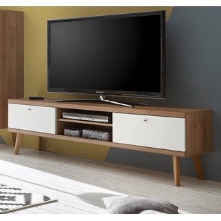 Furn.Design Lowboard Helge (TV-Unterteil in weiß und Eiche Riviera, 160 x 50 cm), skandinavisches Design beige