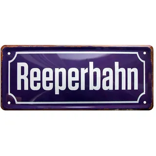 helges-shop Reeperbahn - Retro Dekoration Blechschild - Metallschild im Straßenschild Stil - Deko Schild für Hamburg St. Pauli Fans - Wanddeko inkl. Befestigungsset - 28x12cm