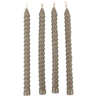 edelman Spitzkerze Gedrehte Spiralkerzen Graugrün Stabkerzen Ø1,4cm H18cm 4er-Set, 4 Stü grau